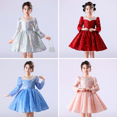 女童礼服秋款 小女孩钢琴演奏亮片演出服儿童生日蓬蓬裙公主裙长袖