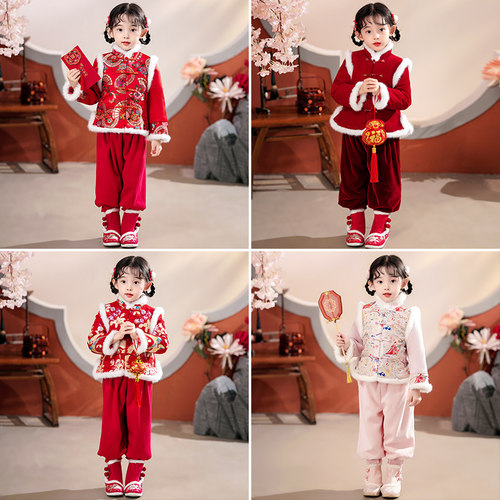 女童拜年服童装小女孩古风棉袄