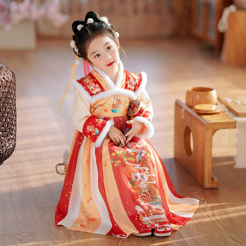 拜年服女童汉服冬款小女孩古风唐装襦裙女宝中国风超仙连衣裙2025,童装/婴儿装/亲子装,汉服,淘宝优惠券,粉丝福利购,淘宝优惠卷
