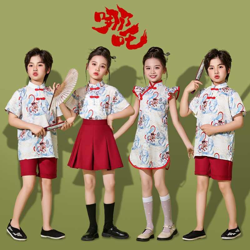 儿童哪吒国潮汉服演出服