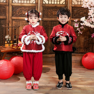 拜年服儿童冬款龙年男童中国风礼服套装女童过年服新年服宝宝唐装
