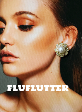 Fluflutter｜馥芙特精致时髦女生天然珍珠镶钻耳钉耳饰高级轻奢