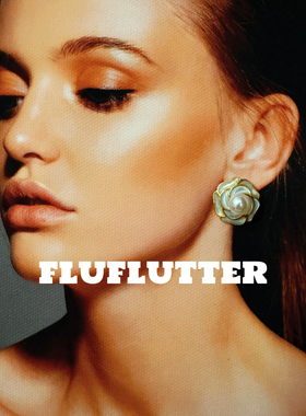 Fluflutter｜馥芙特精致时髦女生天然珍珠花朵耳钉耳饰轻奢小资
