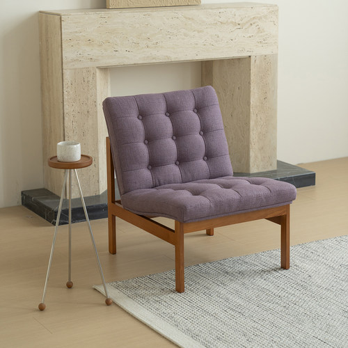 美之趣 中古风紫色布艺单椅复古沙发椅休闲单人椅子小户型客厅ins