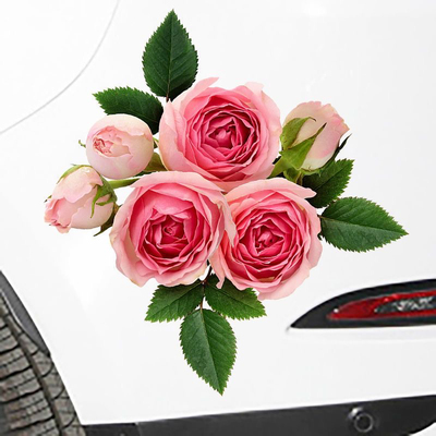 蔷薇花枝个性创意车身划痕遮挡贴纸电动车汽车装饰卡通防水车贴