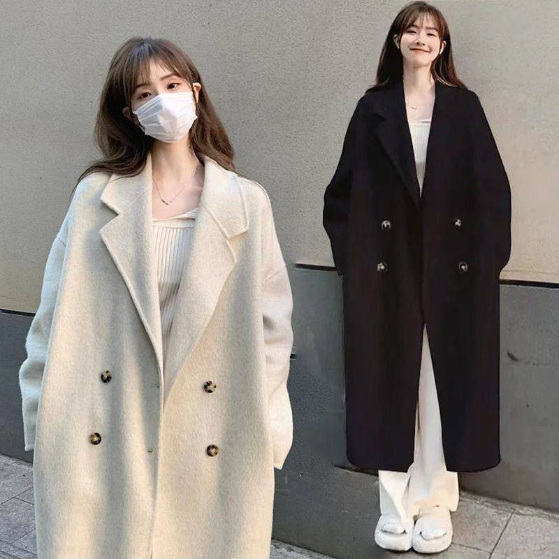 反季上新毛呢大衣2025春新款韩版宽松中长款小个子过膝高级外套,女装/女士精品,毛呢外套,淘宝优惠券,粉丝福利购,淘宝优惠卷