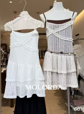 molorda 法式甜美荷叶边吊带女2025夏新款背心真两件连衣裙蛋糕裙