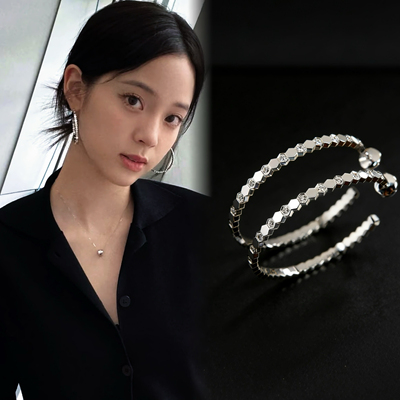 Healing girl欧阳娜娜同款蜂巢耳圈轻奢高级感镶钻银针耳环