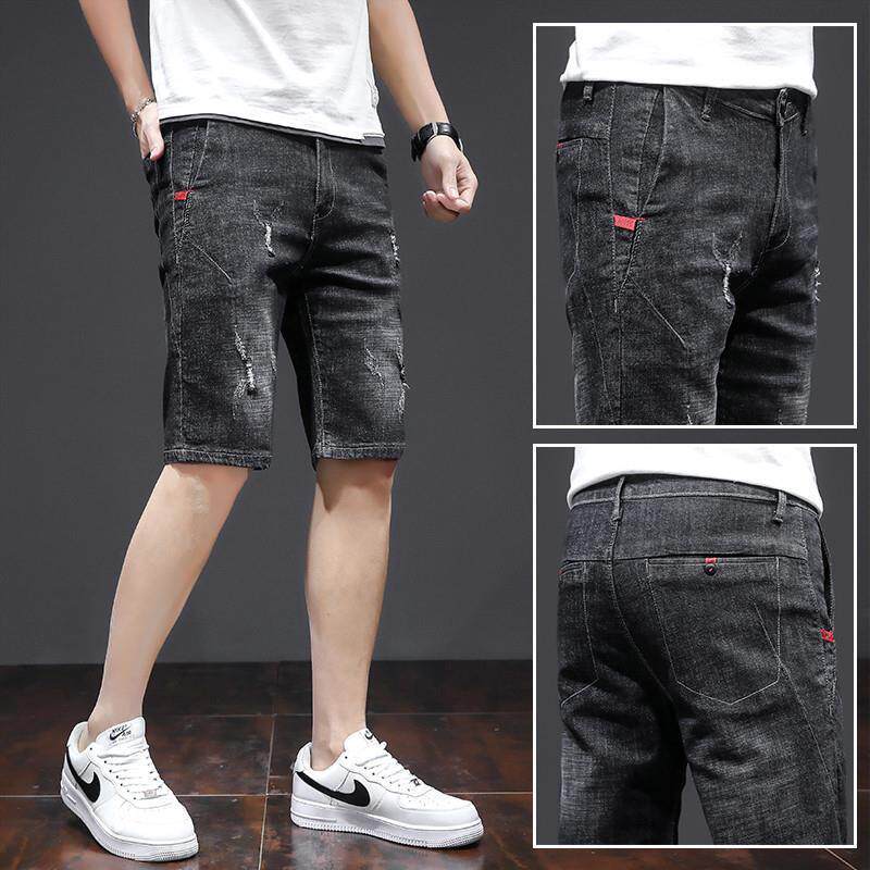 五分破洞牛仔短裤男士直筒宽松马裤潮牌夏季薄款休闲中裤2025新款