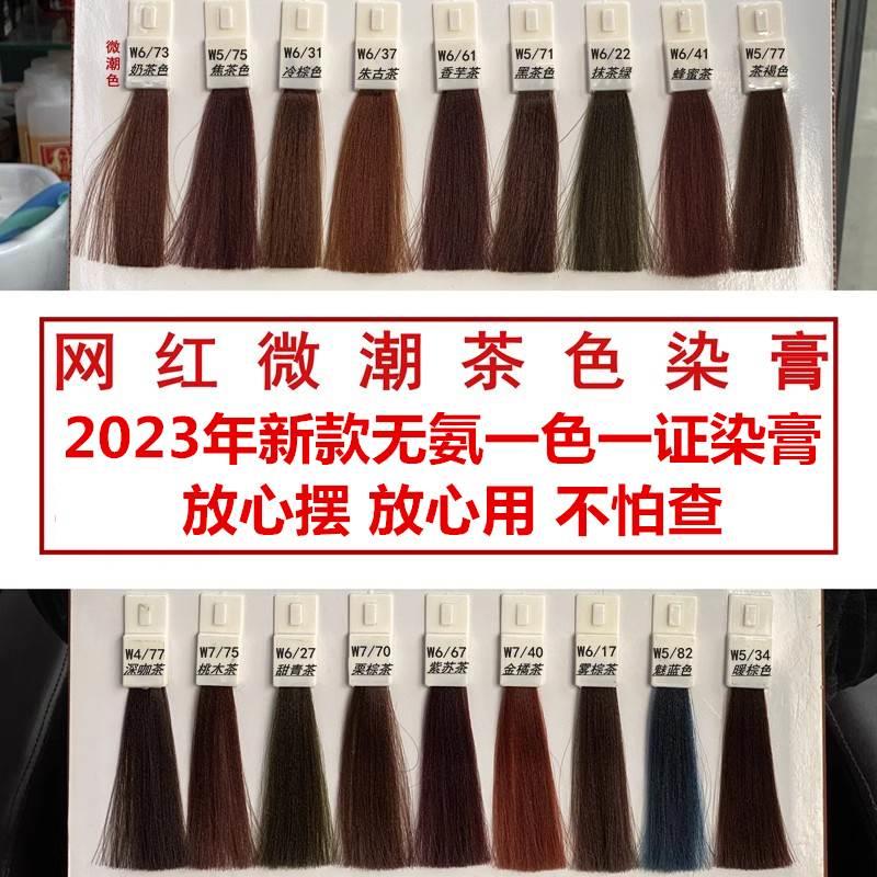 九色茶染发膏九魅茶微潮染发剂奶茶色发廊理发店专用无氨单支染膏