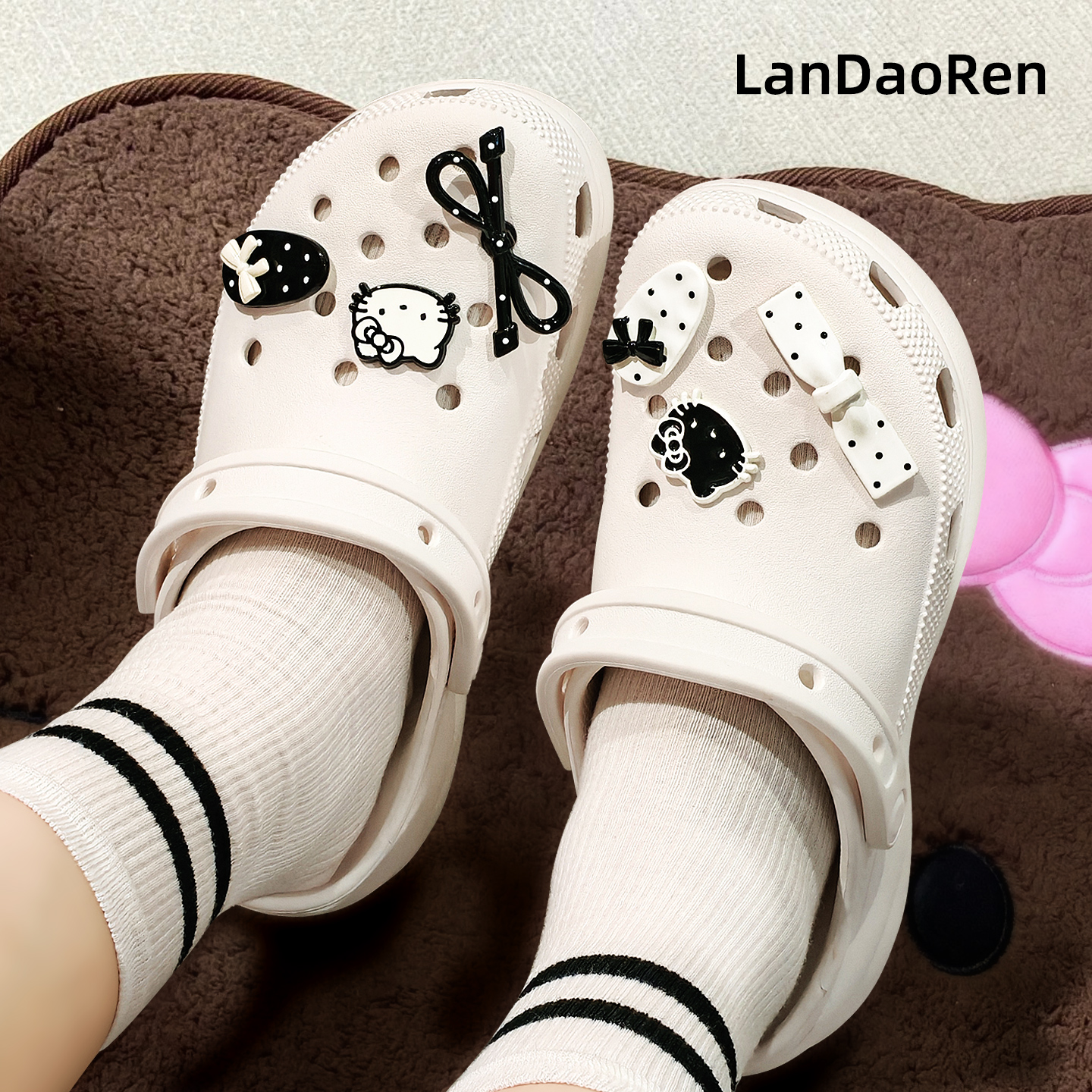 适配Crocs卡骆驰可爱KT猫鞋花扣