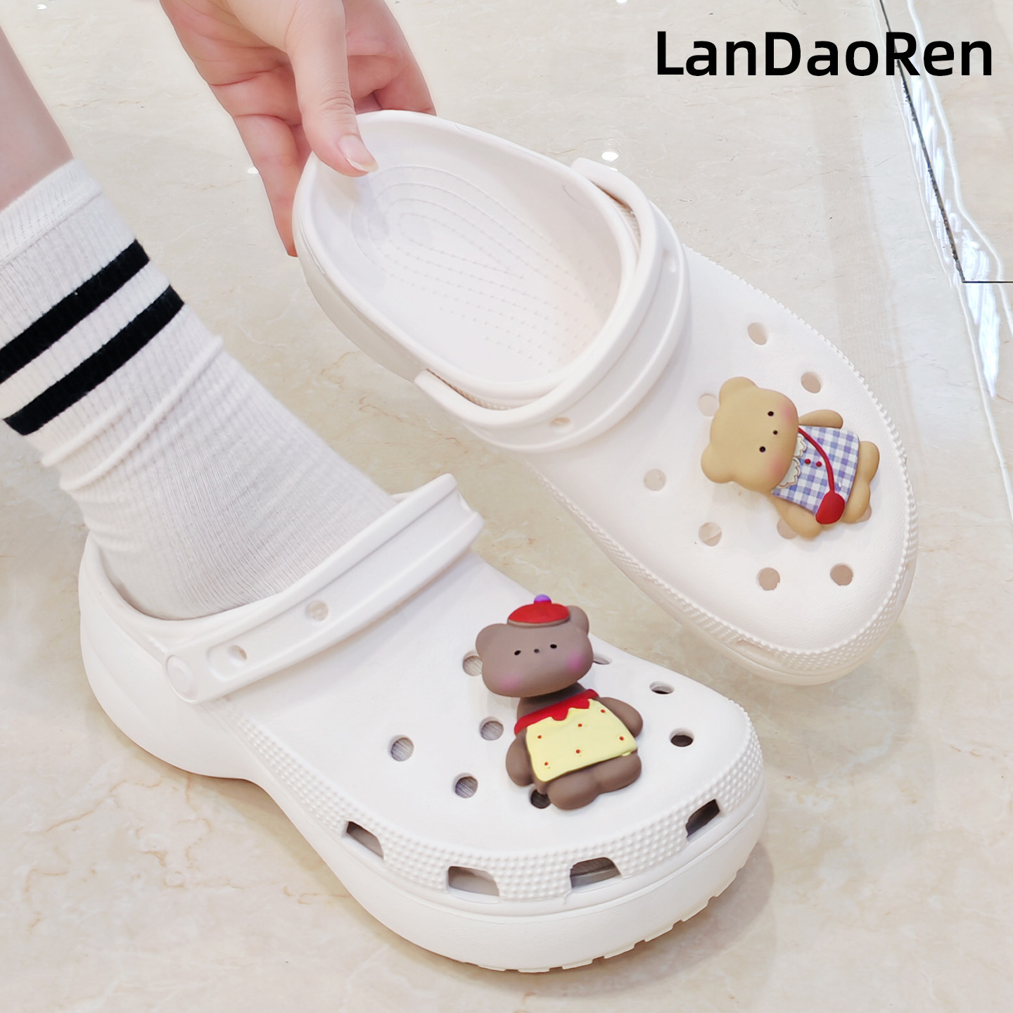 洞洞鞋饰品摇头晃脑公仔鞋扣女心适配配饰DIY卡骆驰装饰时尚鞋花