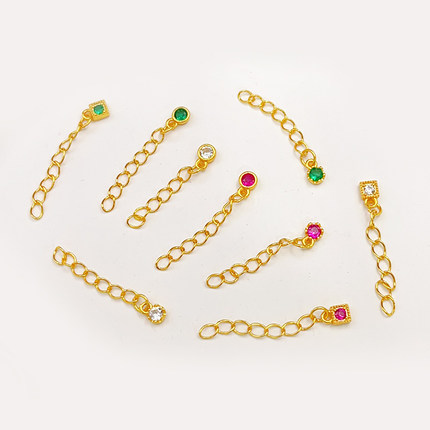 S925银镀金24K链条隔珠半成品配饰手工手链项链diy配件尾链延长链