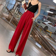 Women's casual pants are versatile, wide leg pants with drooping feeling, loose straight high waist pants in spring and summer, floor pants, suit pants for women