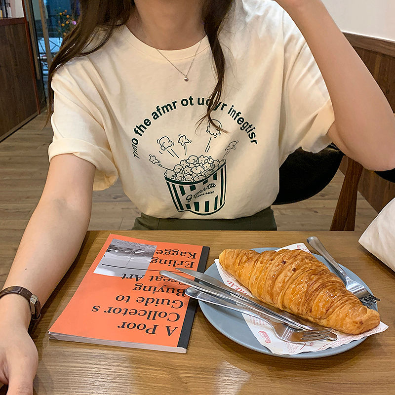 White short sleeve T-shirt women's new loose design in summer