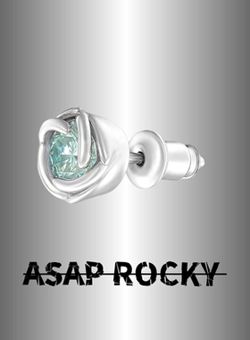 ASAPROCKY淡水蓝钻蔷薇耳钉男女情侣个性小众潮流925银针嘻哈耳饰