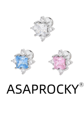 ASAPROCKY欧美嘻哈风北极星切割秋冬耳钉MONOGRAM男女同款百搭