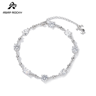 ASAPROCKY同款 STK手链超闪男女嘻哈风感锆石轻奢镶钻手镯小众情侣