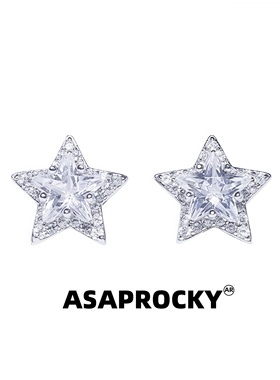 ASAPROCKY美式五角钻星星耳钉时尚嘻哈风个性痞帅嘻哈潮流男女款