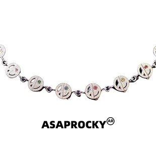 ASAPROCKY权志龙同款满钻笑脸项链手链星星耳钉时尚小众设计潮牌