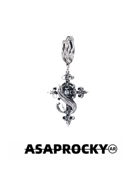 ASAPROCKY鸢尾花STK同款耳坠耳环做旧五A锆石嘻哈风美式复古耳饰