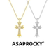 ASAPROCKY欧美满钻复古十字架吊坠男女嘻哈老钱金色设计个性 项链