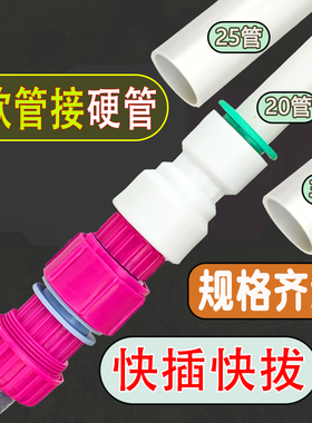 叶妍快拔快插款软硬管接头1寸软管转接头4分延长接6分水管对接器