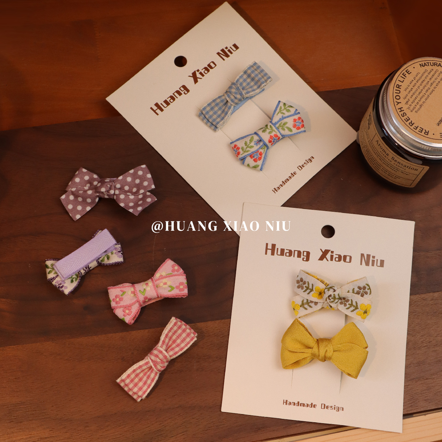 秋冬新款女宝宝布艺蝴蝶结发夹