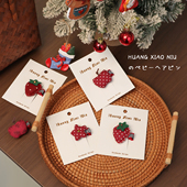 黄小妞韩版 草莓婴儿发夹甜美手工布艺刘海夹侧边夹圣诞宝宝碎发卡