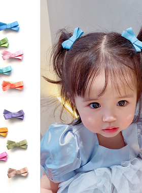 黄小妞婴儿发夹2个装 莫兰迪色丝带手工气质蝴蝶结女宝宝发卡发饰