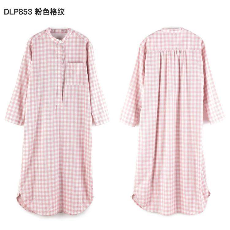 日式睡裙女款薄纯棉长裙双层纱布夏季印度风品质全棉无印睡衣睡袍