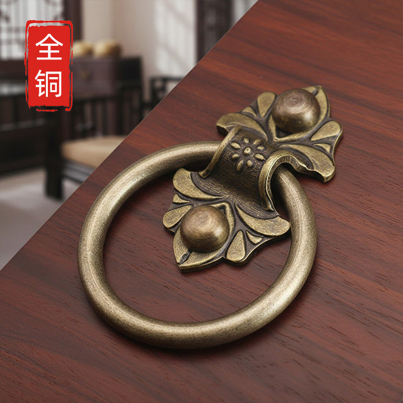 中式仿古大门拉手老式木门拉环复古家具柜门抽屉把手全铜门环配件