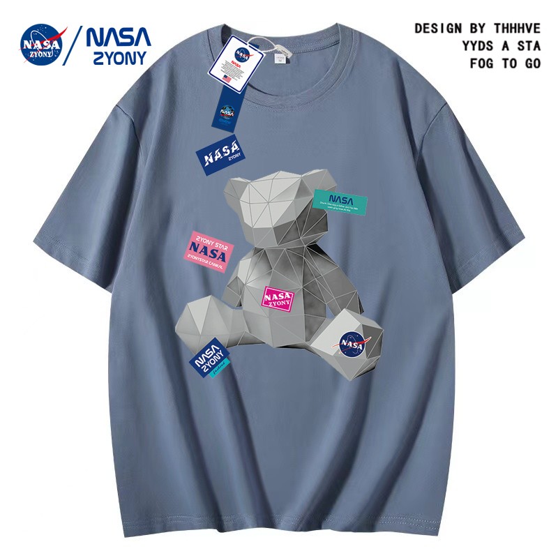 nasa联名B潮牌宇航员印花情侣短袖夏季ins休闲宽松纯棉t恤男女款