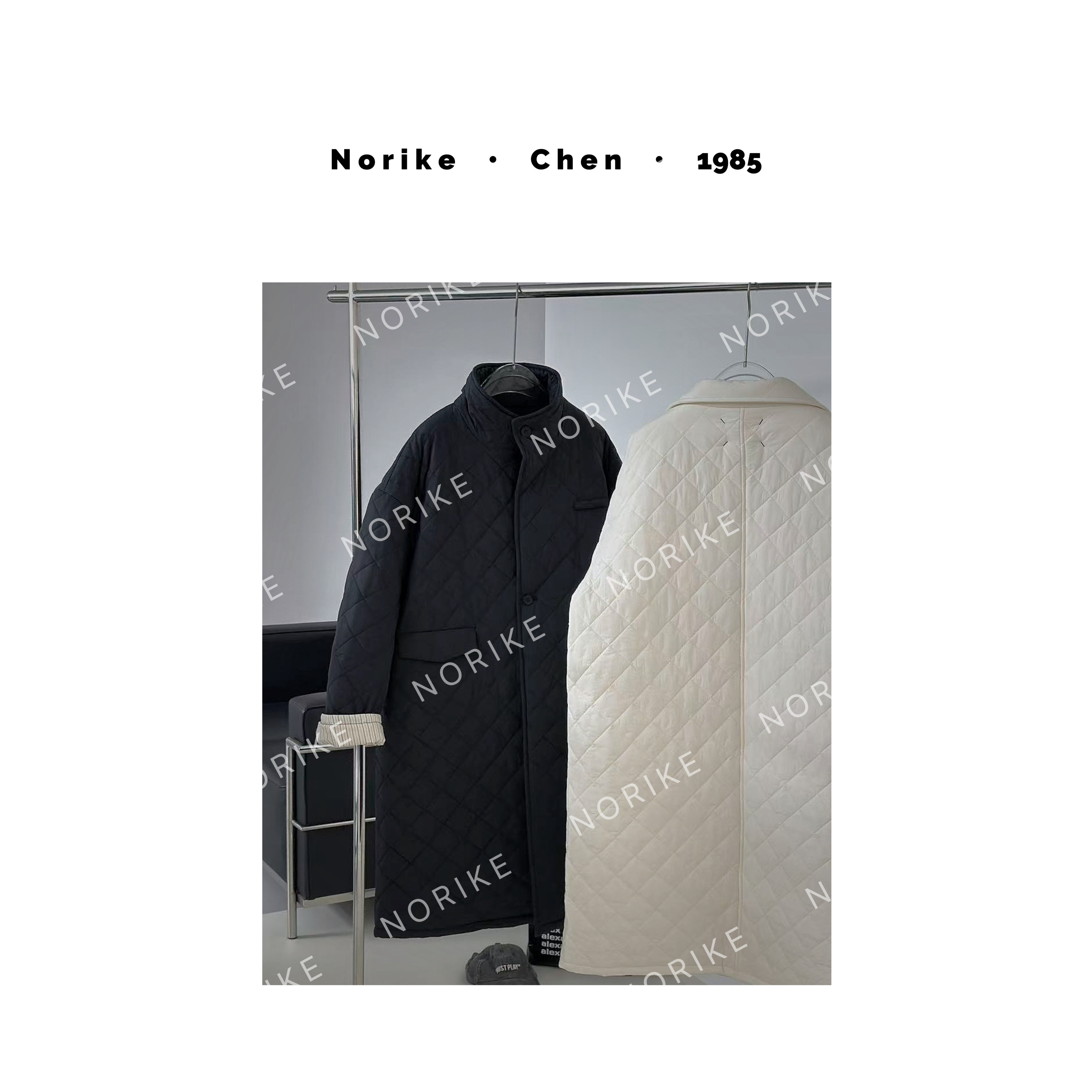 菱格压棉立体长外套宽松阔版休闲保暖棉服NK511273