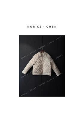 经典菱格极简棉服羊毛翻领领宽松休闲外套NK4921