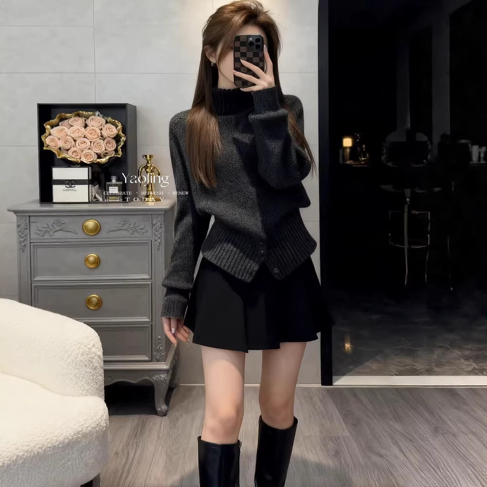 老钱风高领套头针织衫女秋冬打底收腰气质复古高级感毛衣内搭上衣,女装/女士精品,毛针织衫,淘宝优惠券,粉丝福利购,淘宝优惠卷