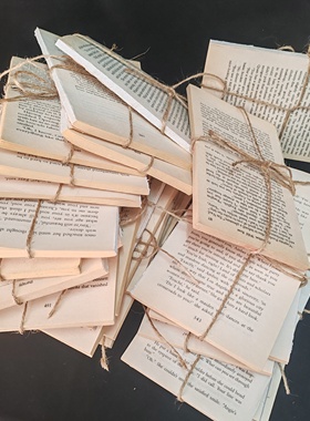 复古风外文书手札复古文艺外文英文麻绳捆书捆书房摆设拍摄道具