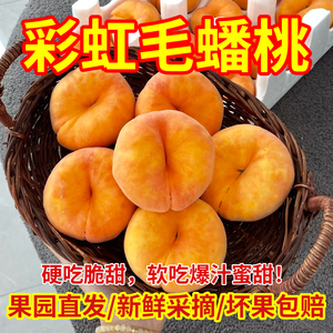 山东黄金彩虹蟠桃脆甜蜜甜桃子孕妇可吃新鲜水果当季头茬桃子水果