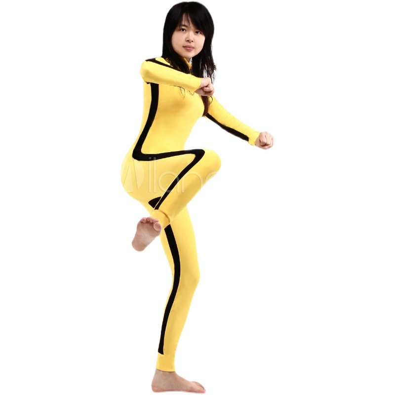 李小龙紧身衣黄色套装