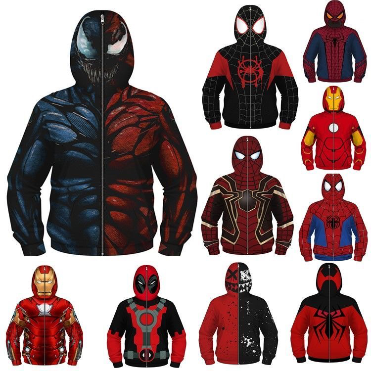 儿童蒙面卫衣蜘蛛侠拉链外套男童秋装2023新款钢铁侠衣服动漫童装
