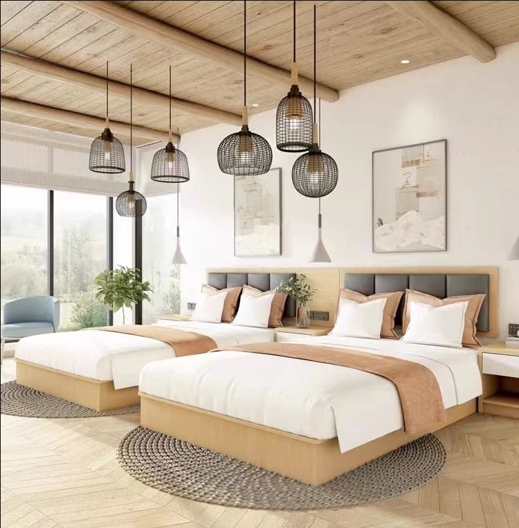 南宁宾馆床快捷酒店家具标间全套组合民宿公寓单双人板式床电视柜