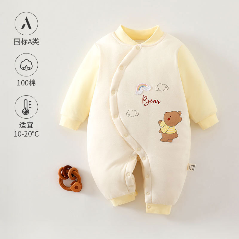 新生儿纯棉秋冬款婴儿宝宝衣服冬无骨120g保暖连体衣哈衣纯棉爬服