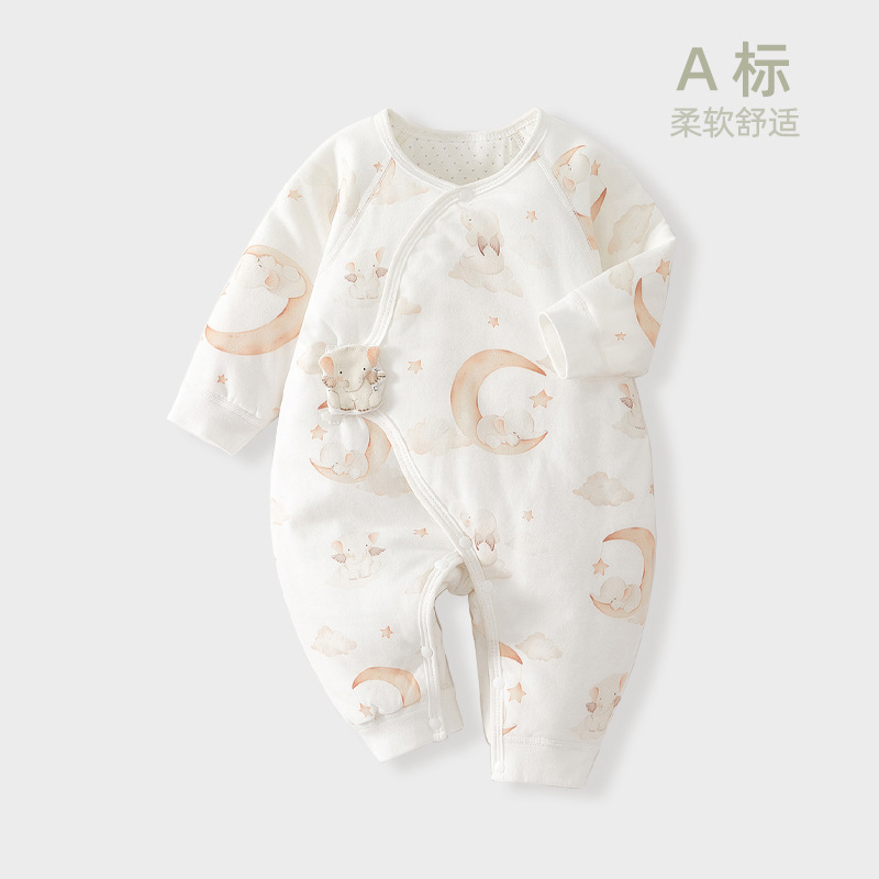 婴儿连体衣秋冬季薄棉婴儿衣服秋款宝宝包屁衣新生儿纯棉a类服装