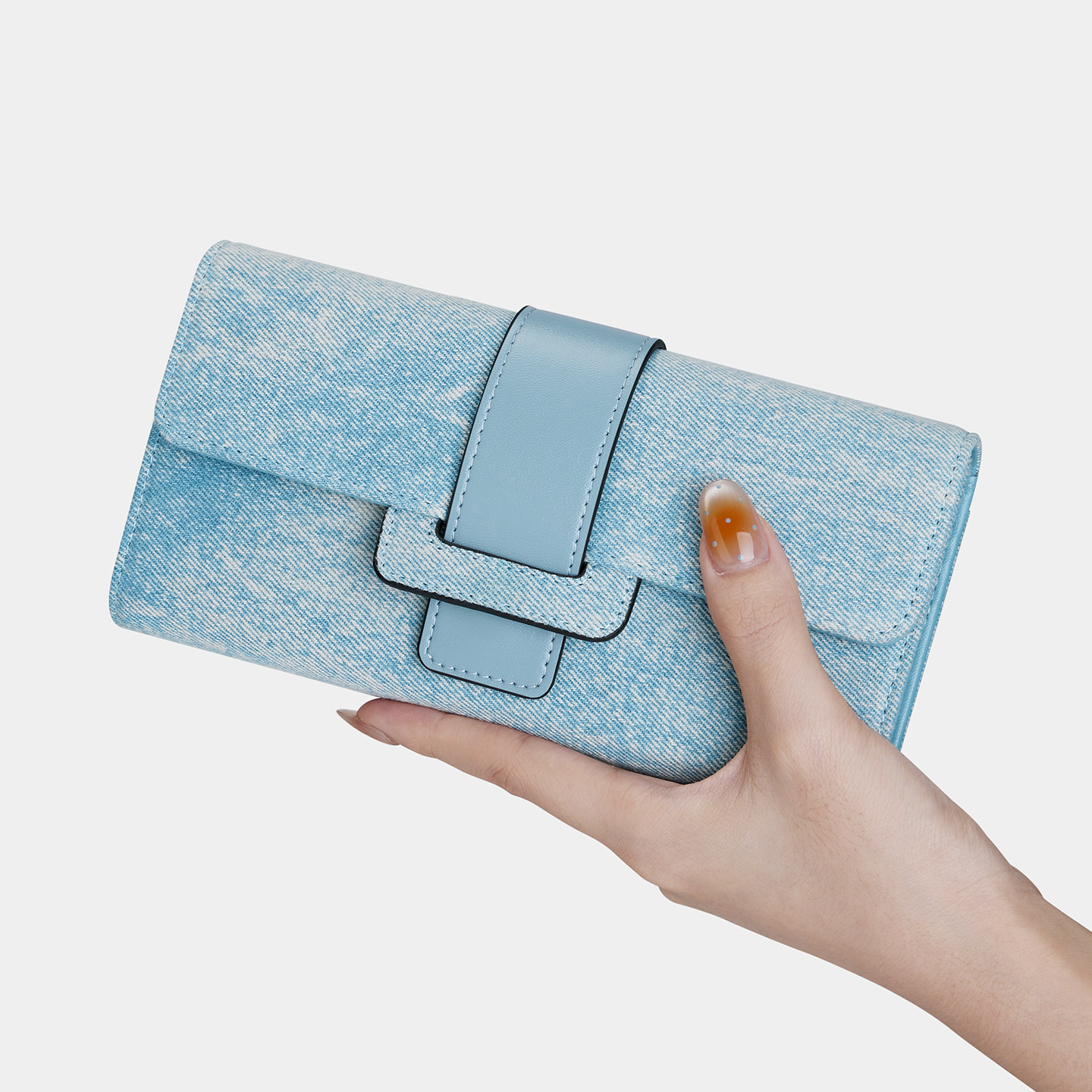 英皇保罗钱包女款长款2025新款高级感扎染牛仔布大容量女士手拿包