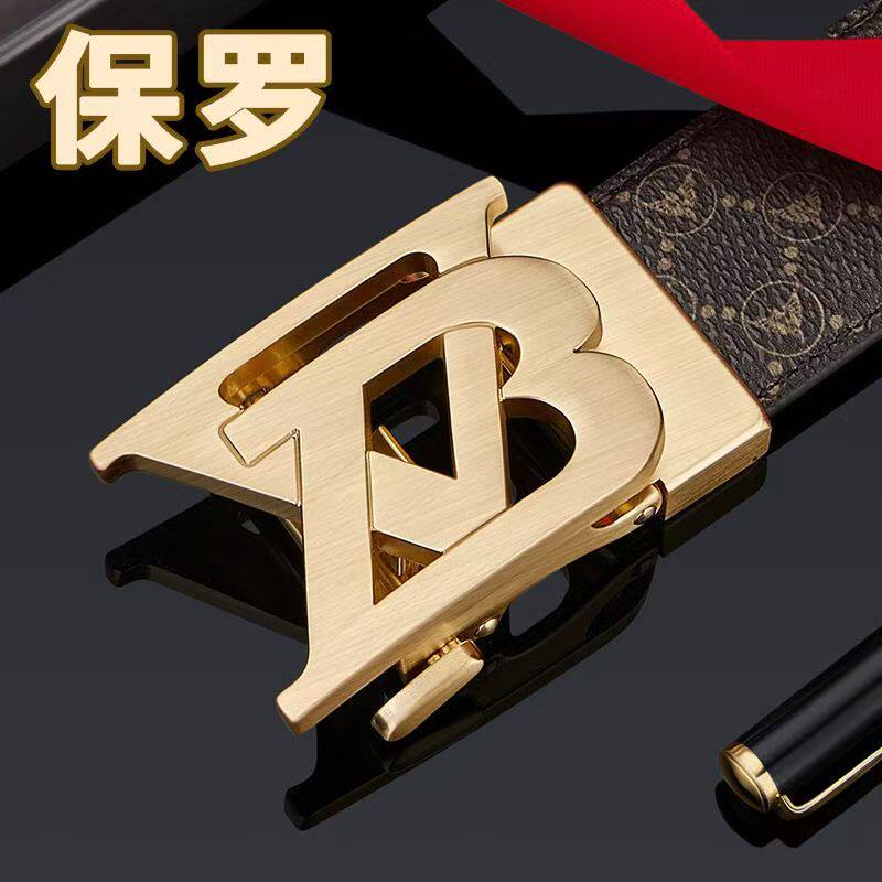 高档保罗皮带男士真皮百搭新款休闲自动商务腰带字母时尚潮流裤带