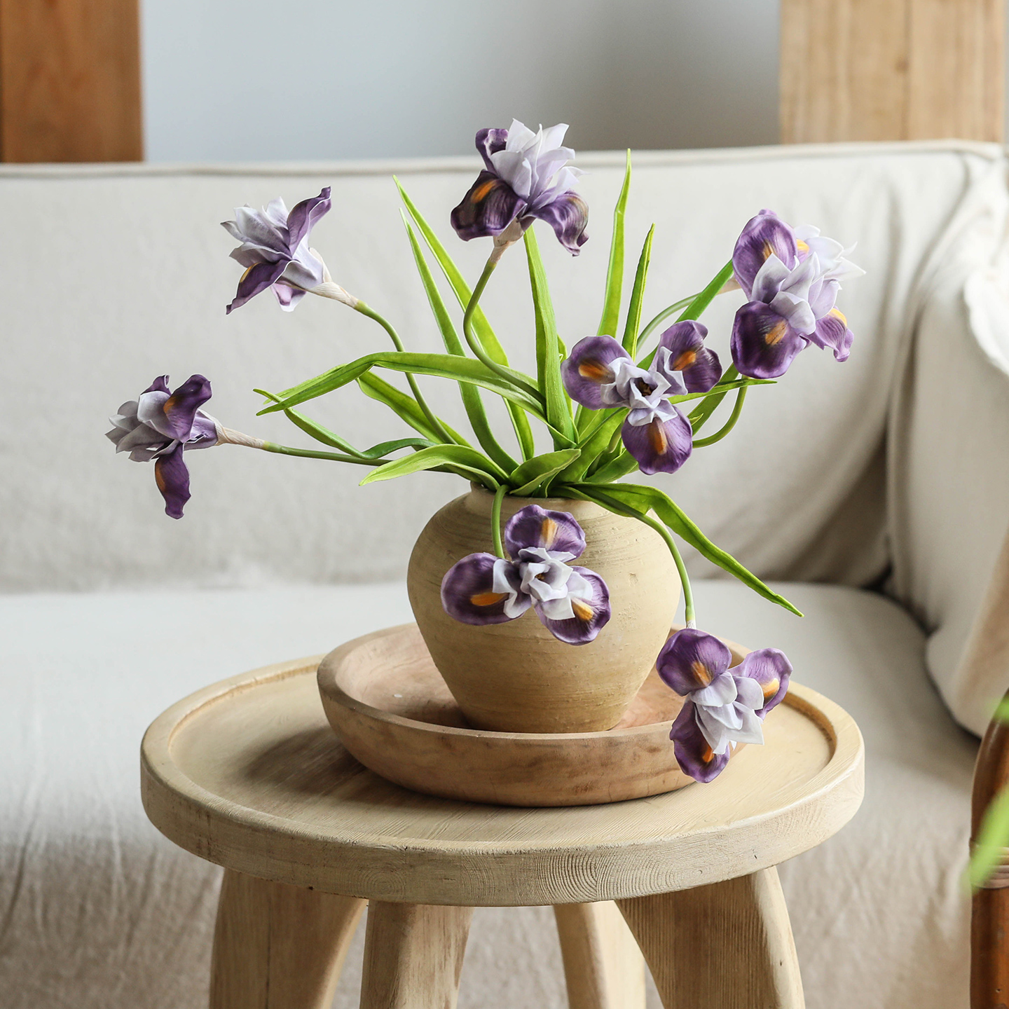 油画鸢尾花紫色仿真花假花