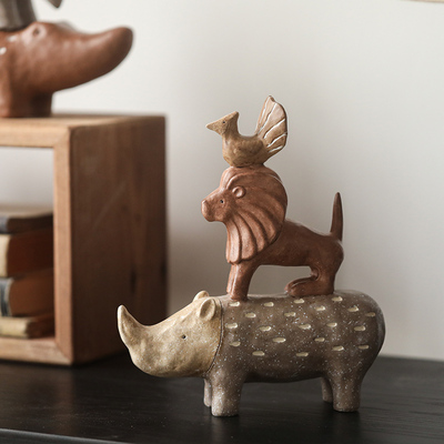 创意树脂手工动物博古架摆件覆古客厅玄关酒柜摆设家居饰品工艺礼