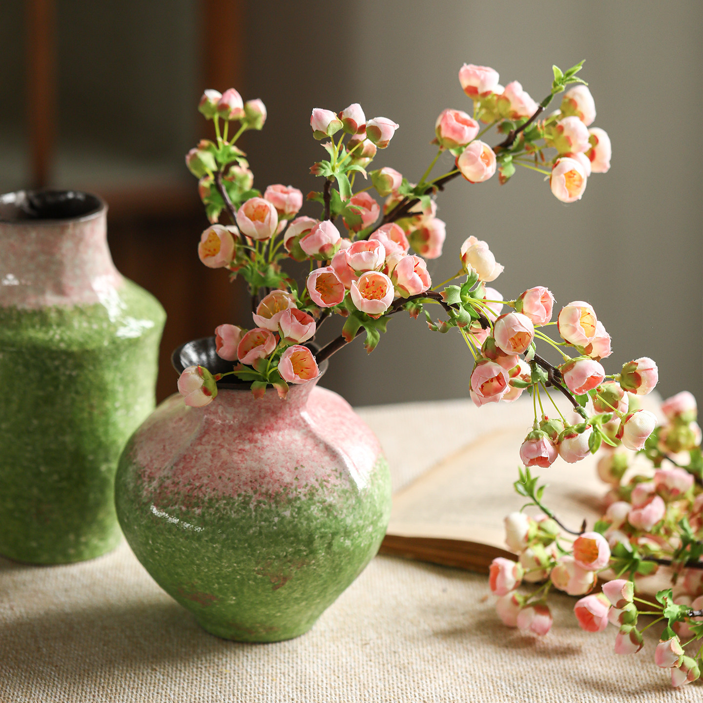 短枝腊梅苞单枝室内绢花仿真花摆件装饰花粉色插花假花花艺摆设
