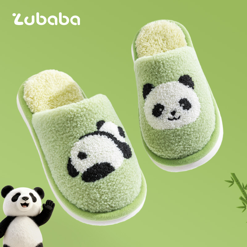 儿童棉拖鞋男童秋冬季2025新款宝宝居家室内防滑熊猫女孩毛毛棉拖