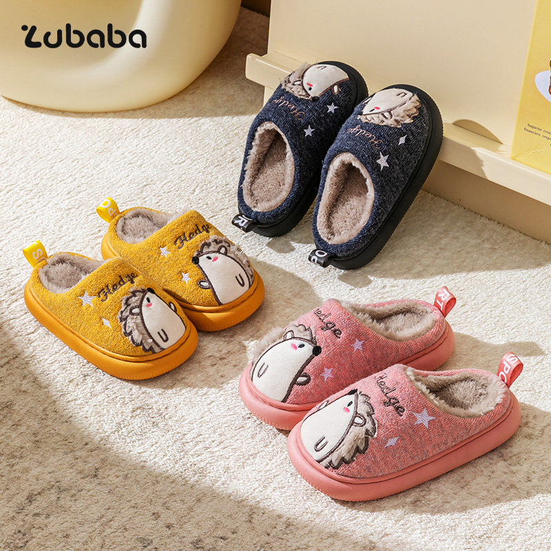 猪爸爸卡通儿童秋冬季保暖棉拖